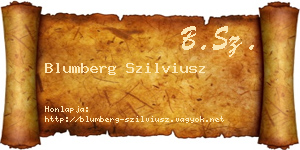 Blumberg Szilviusz névjegykártya